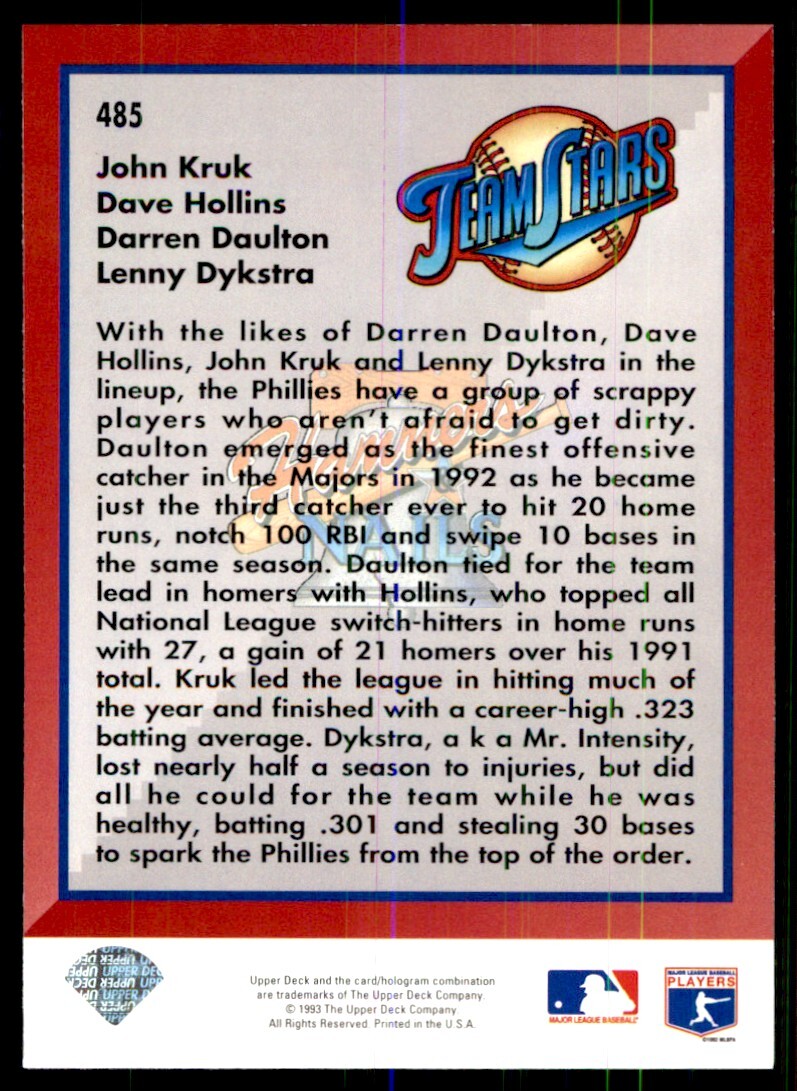 Adrian Lewis unicorn サイン付き　ゴールデン 1993 Upper Deck John Kruk/Dave Hollins/Darren Daulton/Lenny