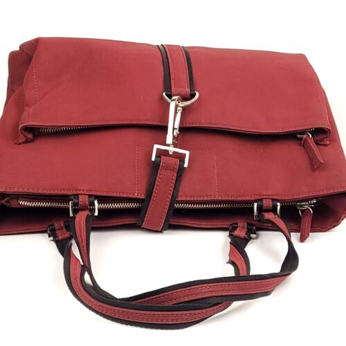 DKNY Red Nylon Tote Shoulder Bag Purse – Zip Top, Pockets, Lightweight - Picture 13 of 24