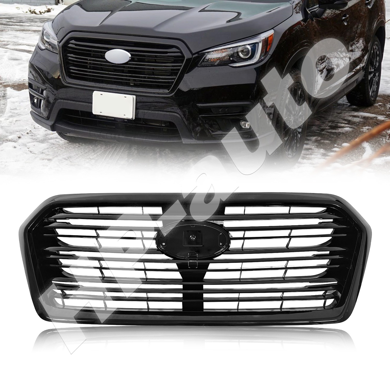 Front Bumper Upper Grille Grill Glossy Black Trim For 2019-2022 Subaru Ascent