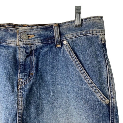 Calvin Klein | Y2K Vintage Mini Low Rise Denim Carpenter Skirt 9 - Picture 3 of 6