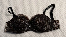 VICTORIA'S SECRET VERY SEXY Multi-way Black Lace Animal Print Bra 34D