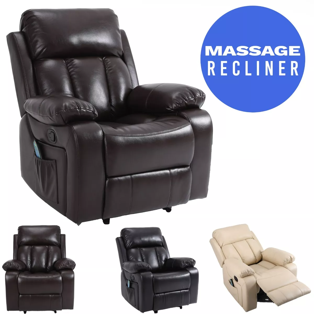Leather massage heated recliner sale