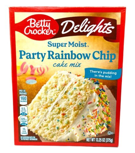 Mélange de gâteaux arc-en-ciel Betty Crocker Delights Super Moist Party 13,25 oz - Photo 1 sur 1