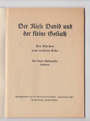 Der Riese David und der kleine Goliath Märchen E. Andergassen 1936 Jung-Adler - Picture 2 of 3