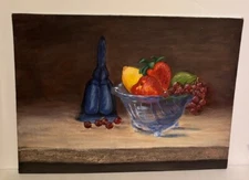 Handpainted 11 by 4 abstract painting