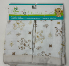 NWT Disney Baby Tan Beige White The Lion King Simba Muslin Security Blanket -2Pk