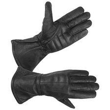 Ladies Deerskin Gauntlet Motorcycle Gloves Ultra Long Elastic Wrist Women's Gel