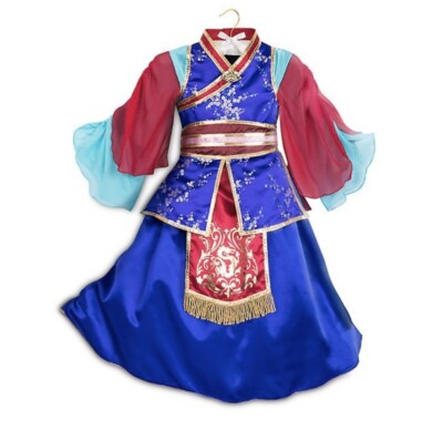 Disney Store Girls Blue 2 Pc Warrior Princess Mulan Costume Dress sz M (7-8) EC