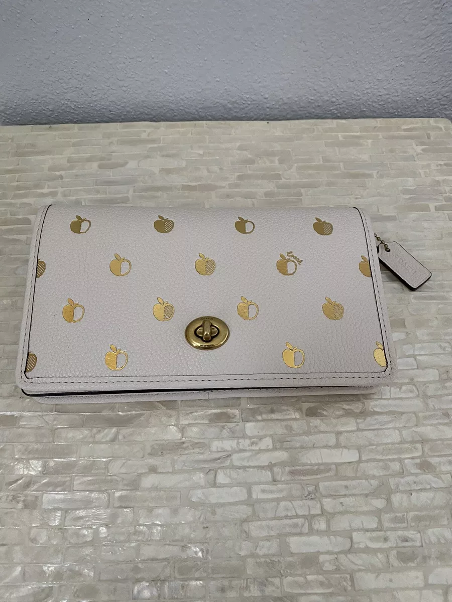 Coach Hayden Foldover Crossbody Clutch With Apple Print Brass