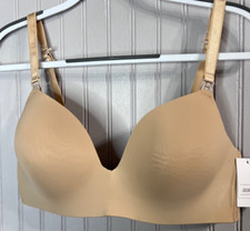 Auden Womens NURSING BRA 38D Beige Wire Free Nursing Clips Back Closure NEW