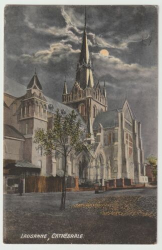 Lausanne Switzerland,The Cathedral by Moonlight Early 20th Century Postcard 845G - Picture 1 of 2