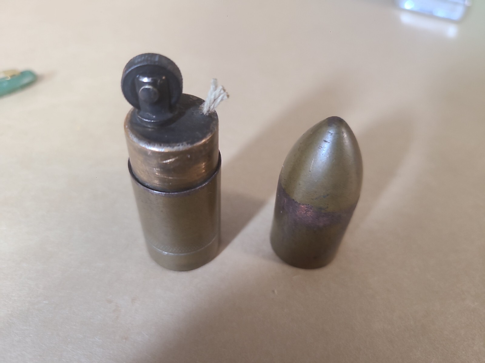 Vintage ULTIMA Lighter, Trench Art Bullet Style Made In Canada complete, Works