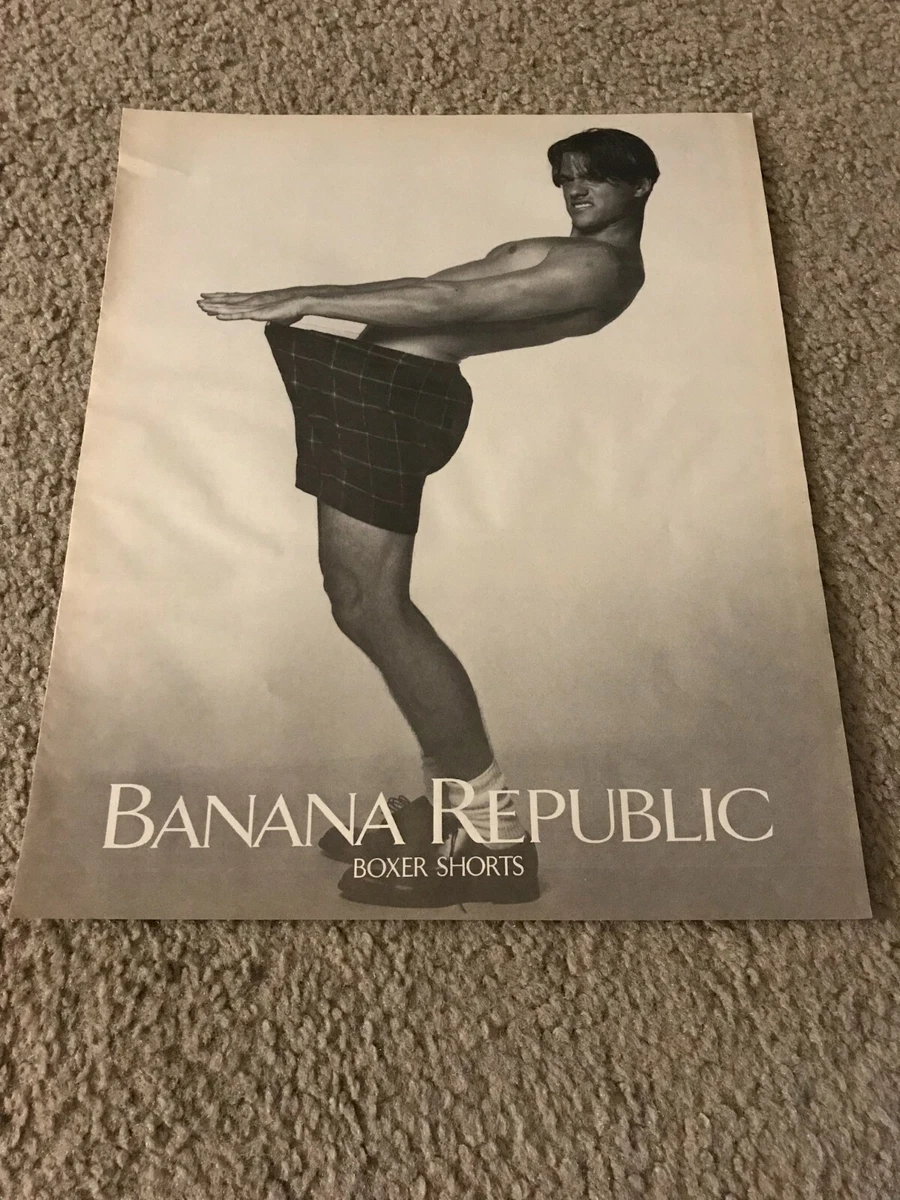 Vintage 1992 BANANA REPUBLIC BOXER SHORTS Display Poster Print Ad