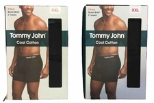 2pk Tommy John Cool Cotton Men’s Boxer Brief 6” Inseam 2ct Black XXL Boxer Brief