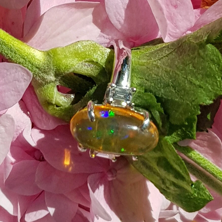 Edelopal Diamant Ring in 900er Platin...Die Farbe GELB steht für Reichtum...4.25 - Bild 4 von 4