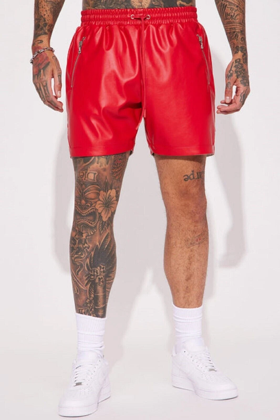 Men's Leather Shorts Genuine Soft Red Lambskin Sports Causal Wear Shorts Pant