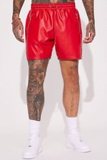 Men's Leather Shorts Genuine Soft Red Lambskin Sports Causal Wear Shorts Pant