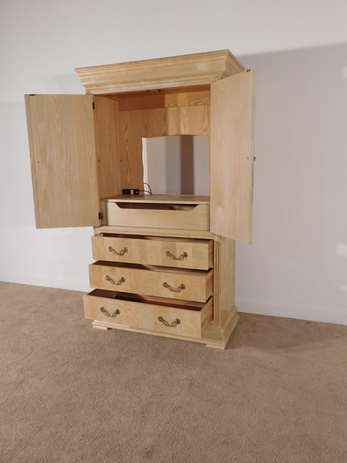 HENREDON Charles X Biedermeier or Empire Linen Press TV Cabinet Armoire