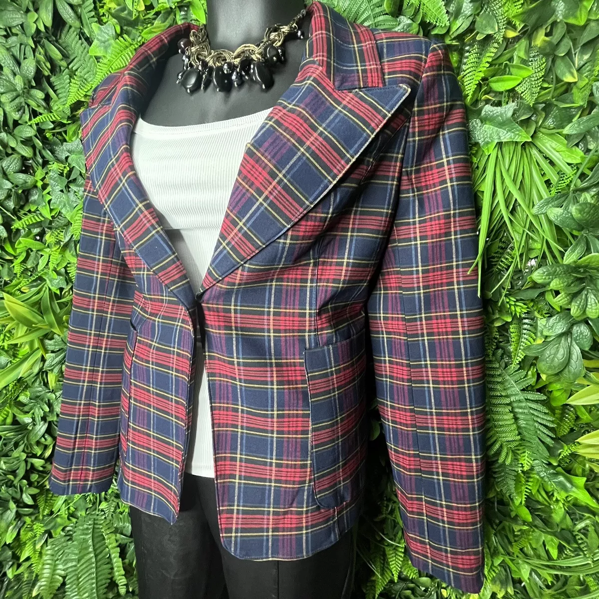 Plus size women's plaid blazers top