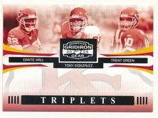 TONY GONZALEZ DANTE HALL TRENT GREEN 2005 GRIDIRON GEAR TRIPLETS SILVER #022/250