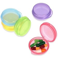 5PCS Small Pill Box, Travel Round Pill Case, Portable Pill Container Holder