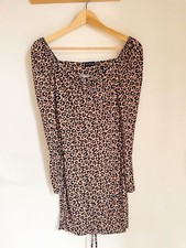 Pretty Little Thing Uk 10 Leopard Print Bodycon 