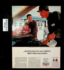1964 Mobil Gasoline Gas High Energy Football Boy Vintage Print Ad 27845