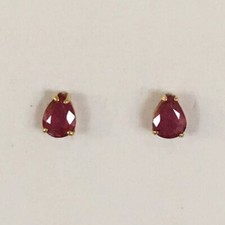 3Ct Pear Cut Lab-Created Red Ruby Solitaire Stud Earrings 14K Yellow Gold Plated