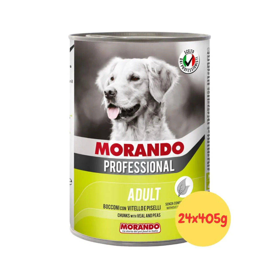 Morando Professional Umido Cane Adult Bocconi con Vitello e Piselli - 24x405g