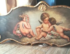 Capezzale Dipinto Angeli Su Tavola In Legno Cm88xcm44