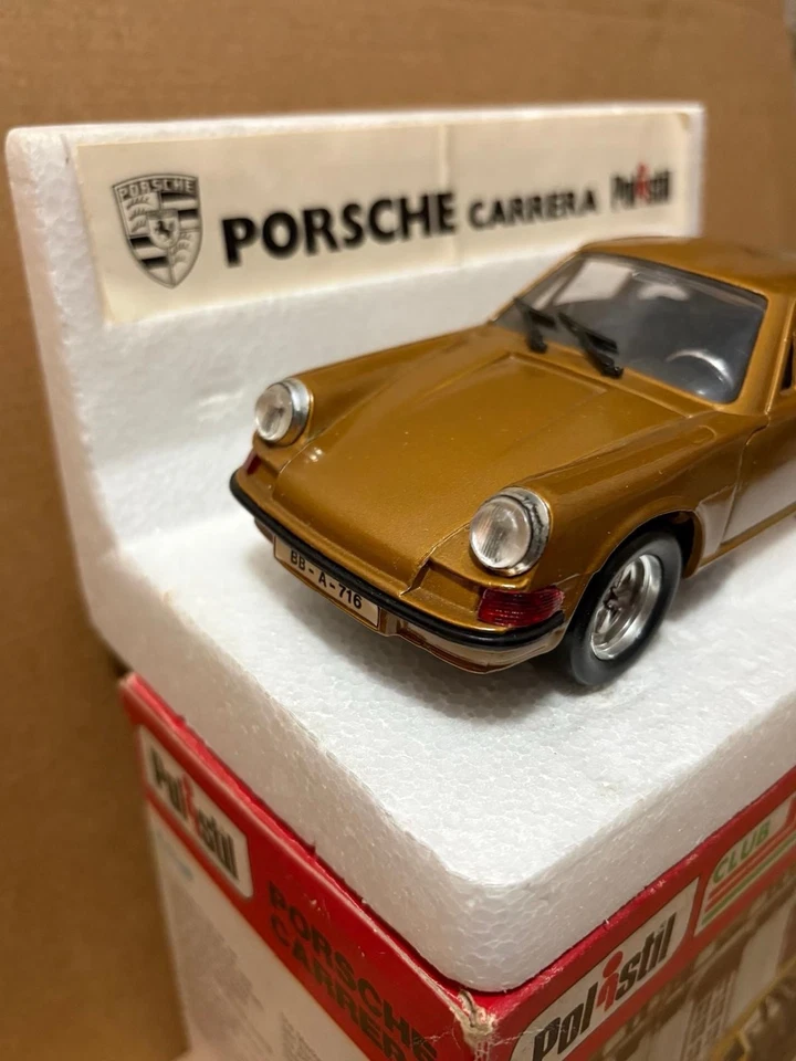 POLISTIL PORSCHE 911 CARRERA RS 1973 BRONZE 1/25 DIECAST METAL ITALY BOXED S82 - Immagine 2 di 3
