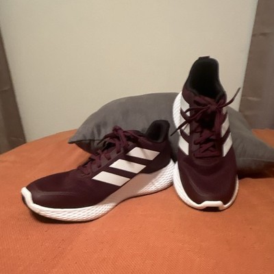 adidas Men's Burgundy/White Lace-Up Low Top Athletic Sneaker Boost