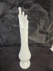 VTG Fenton 15” Milk Glass Swung Vase Hobnail Footed Pedestal MCM Finger