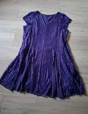 Changes By Together Purple Sheer & Lace Flared Dress Occasion Evening Party UK26