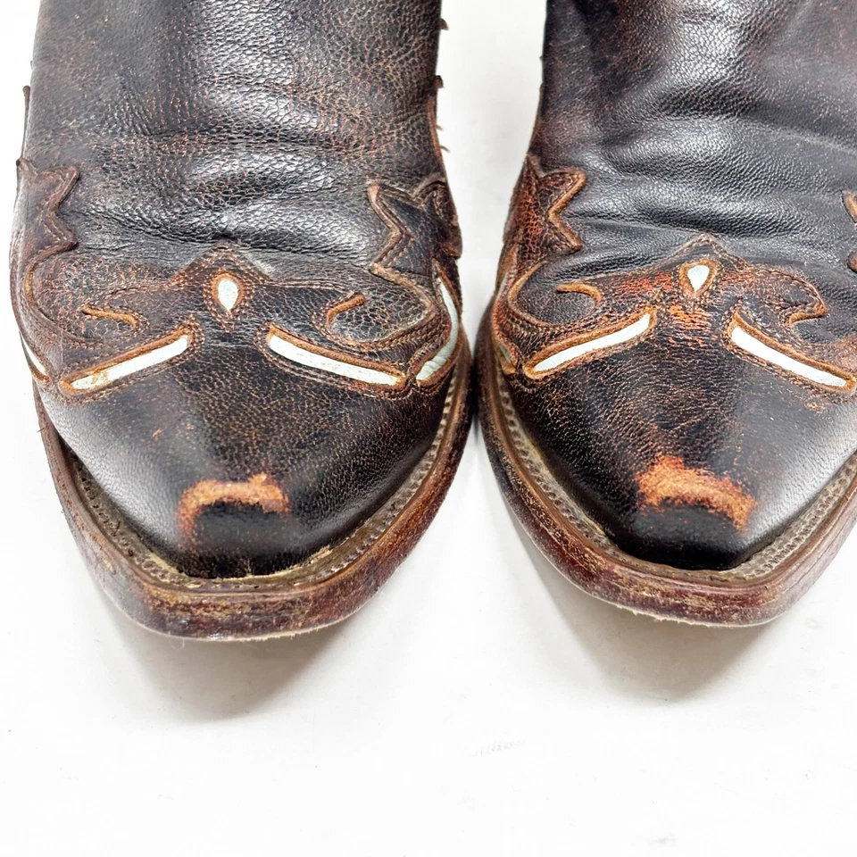 Botas de Vaquero Corral para Mujer Talla 6M Cuero Marrón Oscuro Costuras Turquesa Foto 3 de 4