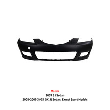 Front Bumper Cover 2007-2009 Mazda 3 Sedan Primed Ma1000215