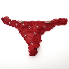 NEW Victoria's Secret VTG Y2K Sheer Mesh Ruffle Frilly Thong Panty MEDIUM