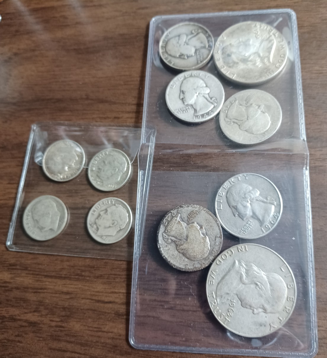2oz+ - 90% Silver - 2 Halves + 5 Quarters + 4 Dimes-SEE DESC for Weight - Lot A