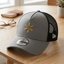 Walmart Logo Direct Embroidered Grey Mesh Trucker Hat Work Associate Cap