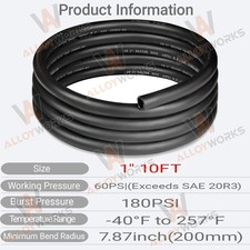 1 10ft 1 Id Heater Hose Coolant Radiator Straight 60psi Sae J20 R3 Hose Black