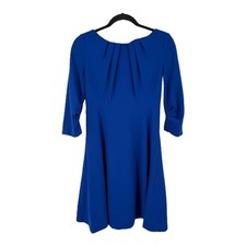 Calvin Klein dress pleated neck above knee shift blue size 2