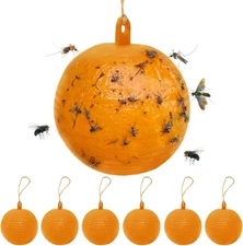 6 PCS Fly Traps Ball Fly Trap Indoor, Hanging Fly Bugs Sticky Ball Outdoor, Gnat