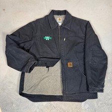 Carhartt C61 BLK Sandstone Traditional Coat Large Black Blanket Lined Jacket