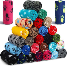 28 Pack Puppy Blanket Small Fleece Pet Blankets Paw Print Soft Warm 23.6x27.6