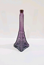 Vintage 13" Purple Glass Eiffel Tower Bottle Decanter w Cork Paris Art Decor Big