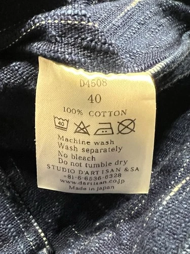 Studio D'Artisan Size 40 Kasuri Denim Indigo Hand Dyed Type 1 Jacket D4508 image 5
