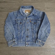 Vintage LEVI's Denim Trucker Jacket Type 3 70804-0914 Boys Size 10 Orange Tab