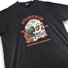 Streetwise Skull Rose Pinup Tattoo Graphic T Shirt Black Mens 3Xl