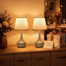 17 inch Touch Bedside Lamp Set of 2 White Dimmable 3-Way for Bedroom Living Room