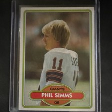 Topps 1980 Phil Simms Rookie #295 New York Giants NFL Football Card. rookie card picture